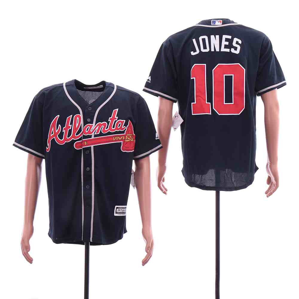 Braves 10 Chipper Jones Navy Cool Base Jersey