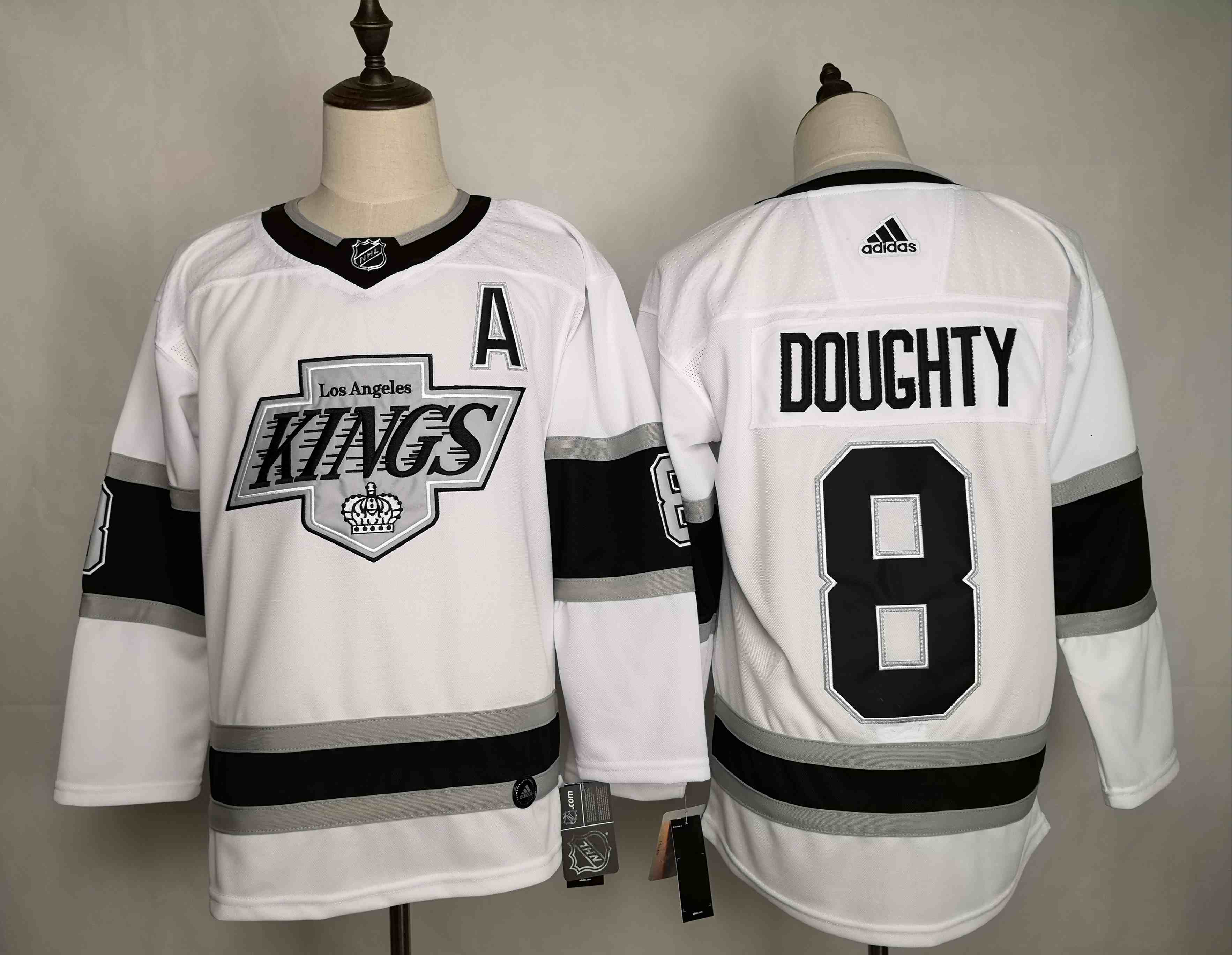 Kings 8 Drew Doughty White Adidas Jersey