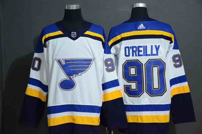 Blues 90 Ryan O'Reilly White Adidas Jersey