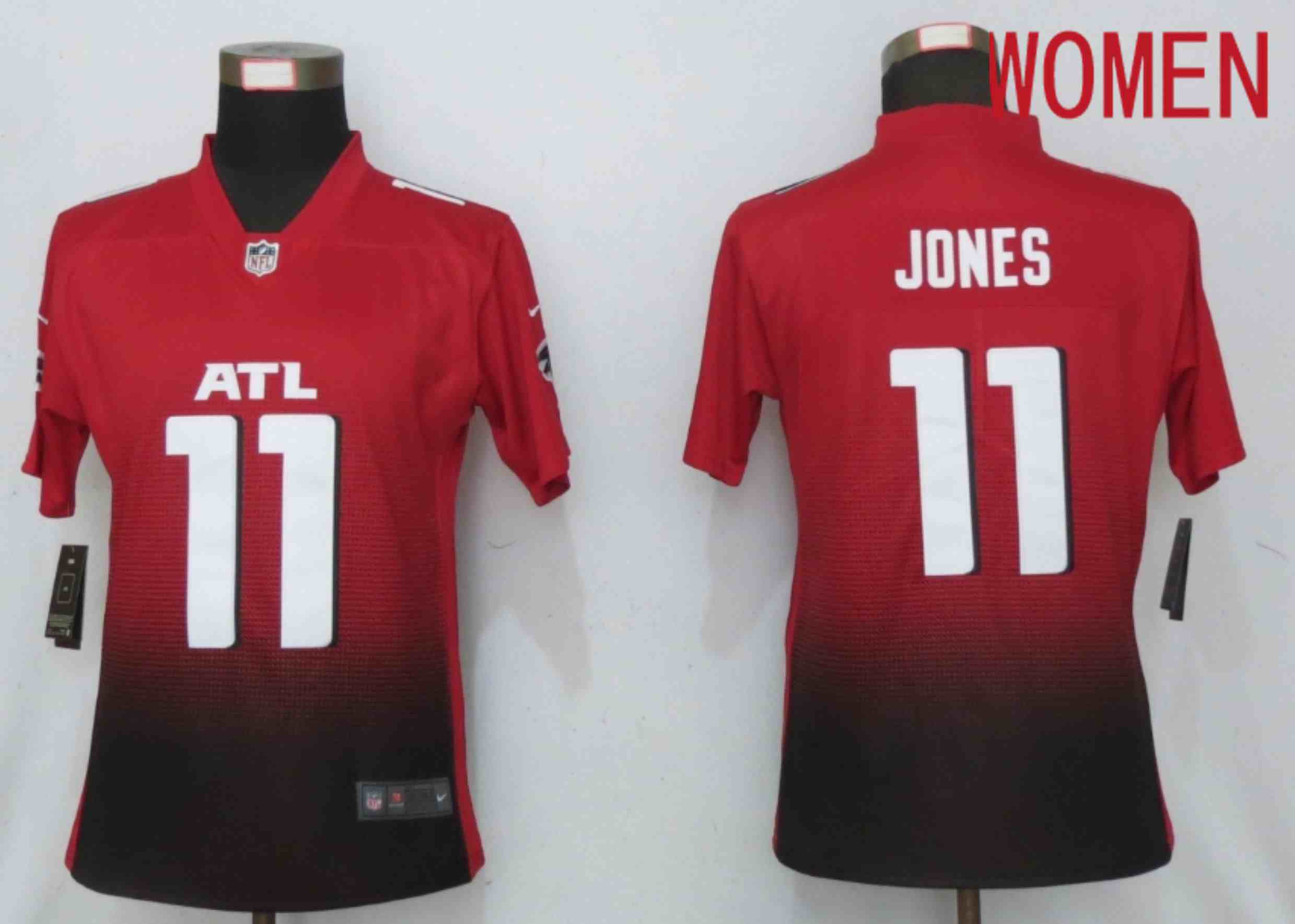 Women Atlanta Falcons 11 Jones Red 2nd Alternate Elite Playe Nike NFL Jersey