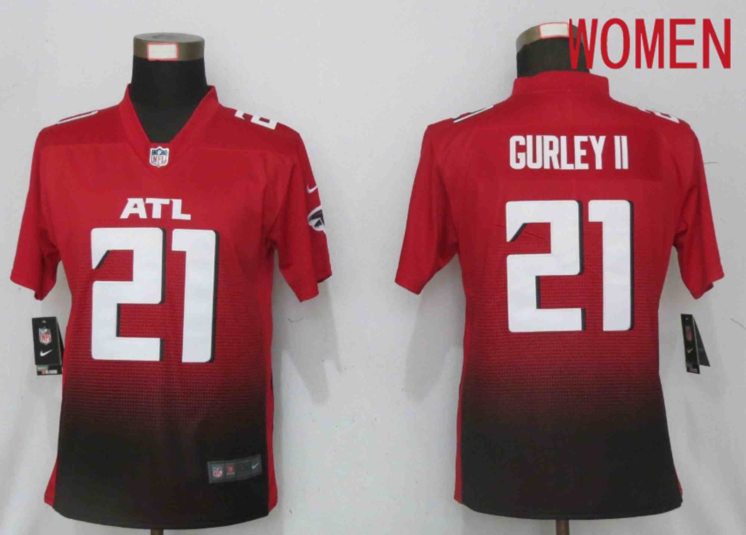 Women Atlanta Falcons 21 Gurley II Red 2nd Alternate Elite Playe Nike NFL Jersey