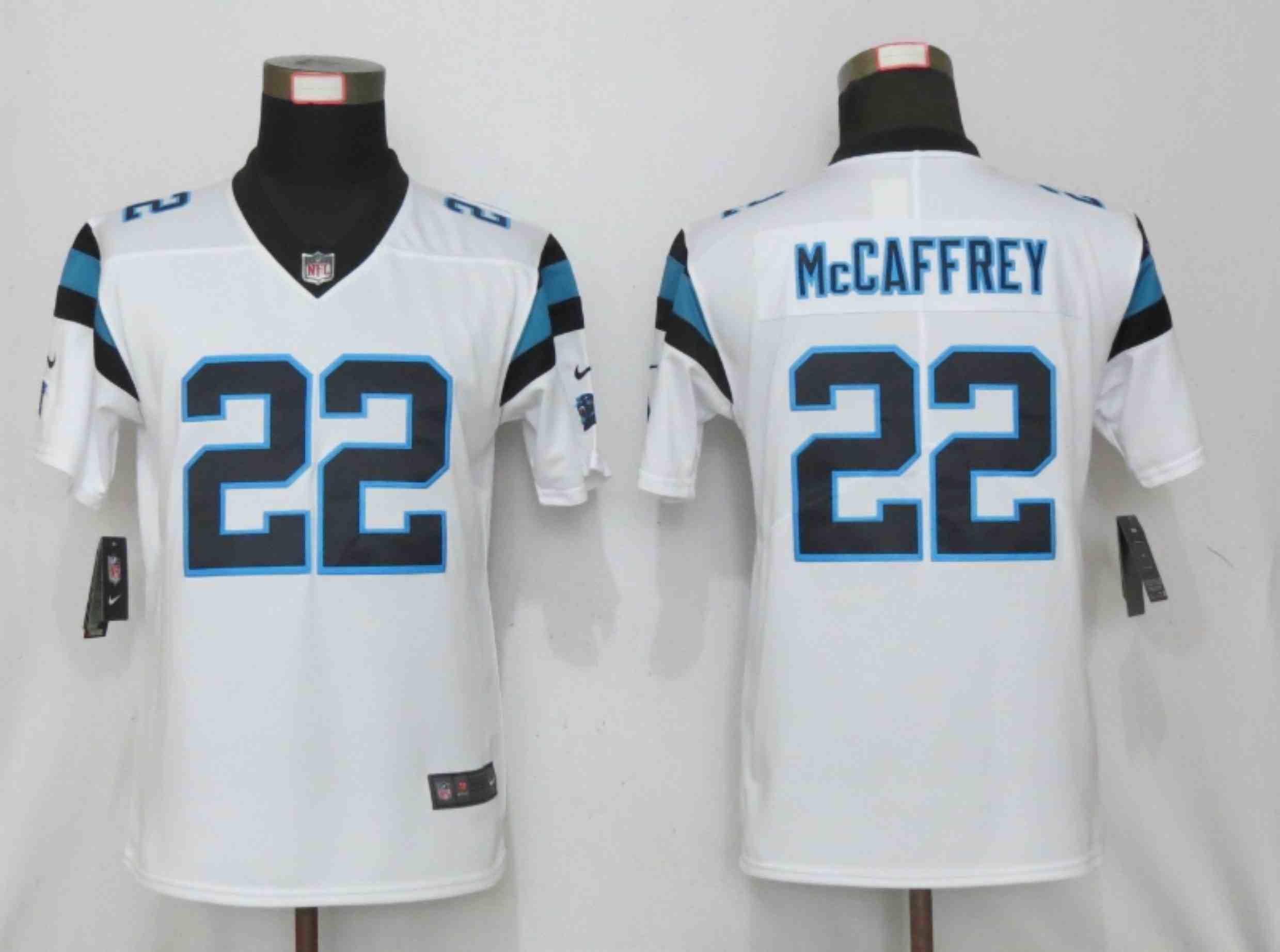 Women Nike Carolina Panthers 22 McCaffrey Nike White Alternate Vapor Elite Playe