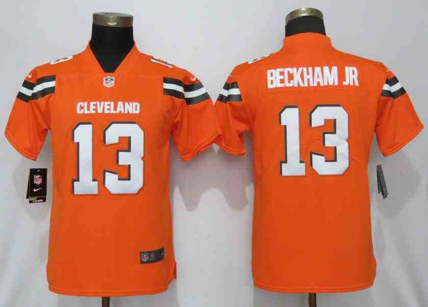 Women New Nike Cleveland Browns 13 Beckham jr Orange 2017 Vapor Untouchable Elite Player