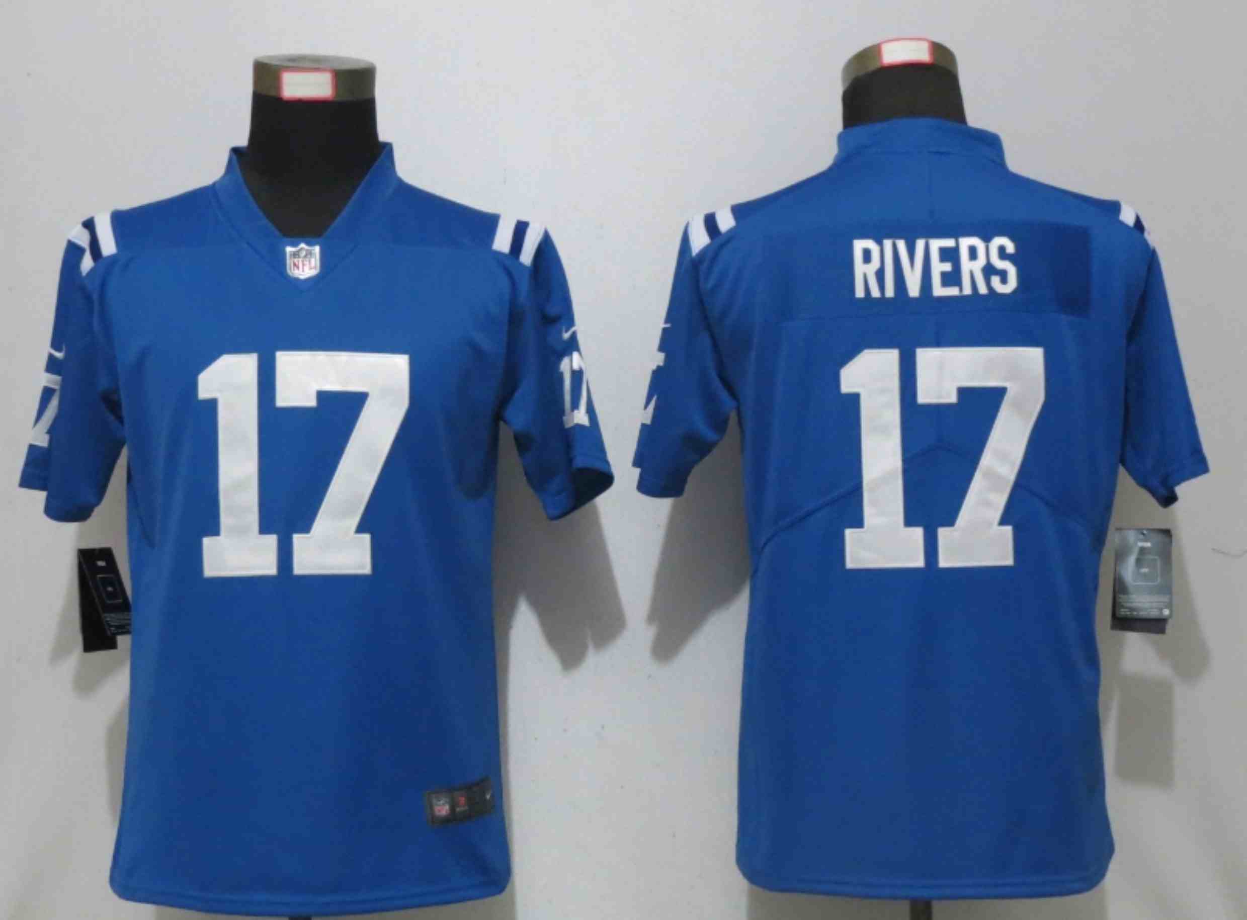 Women New Nike Indianapolis Colts 17 Rivers Blue Alternate Vapor Elite Playe