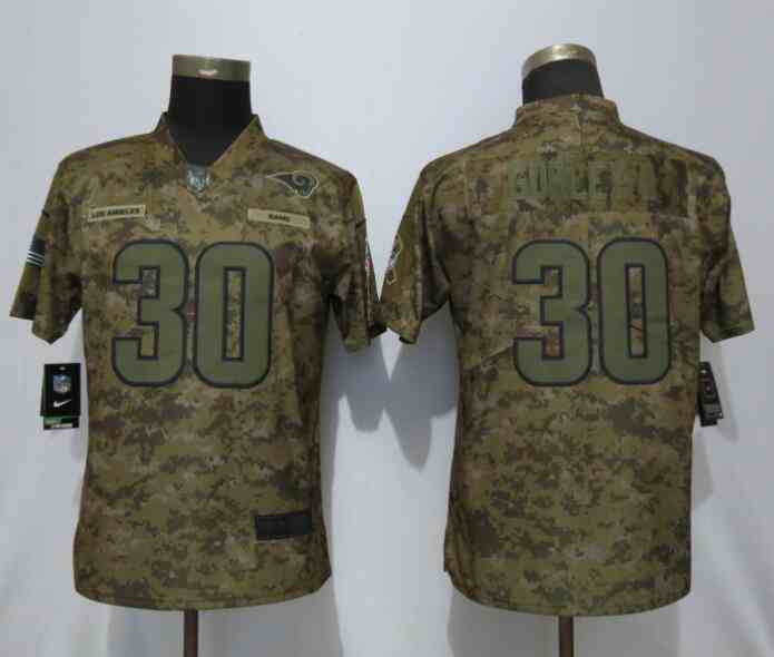 Women New Nike St.Louis Rams 30 Gurley ii Nike Camo Salute to Service Limited Jersey