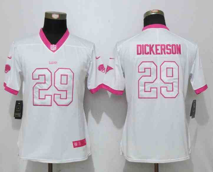 Women New Nike St.Louis Rams 29 Dickerson Matthews WhitePink WoMen's Stitched NFL Elite Rush Fashion Jersey