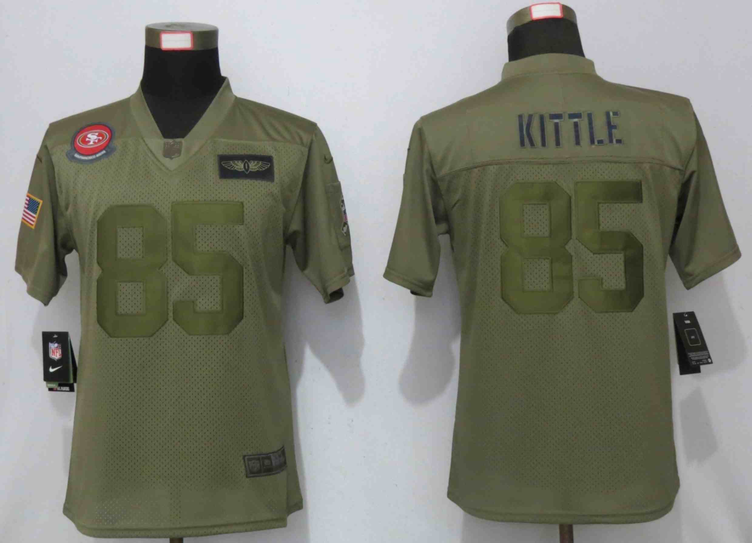 Women New Nike San Francisco 49ers 85 Kittle Nike Camo 2019 Salute to Service Elite Playey