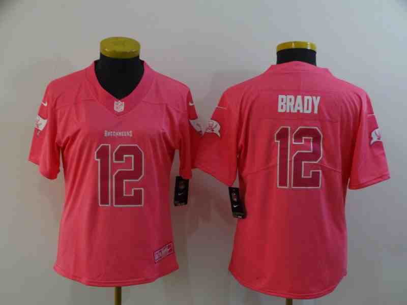 Nike Tampa Bay Buccaneers 12 Tom Brady Pink Women Vapor Untouchable Player Limited Jersey