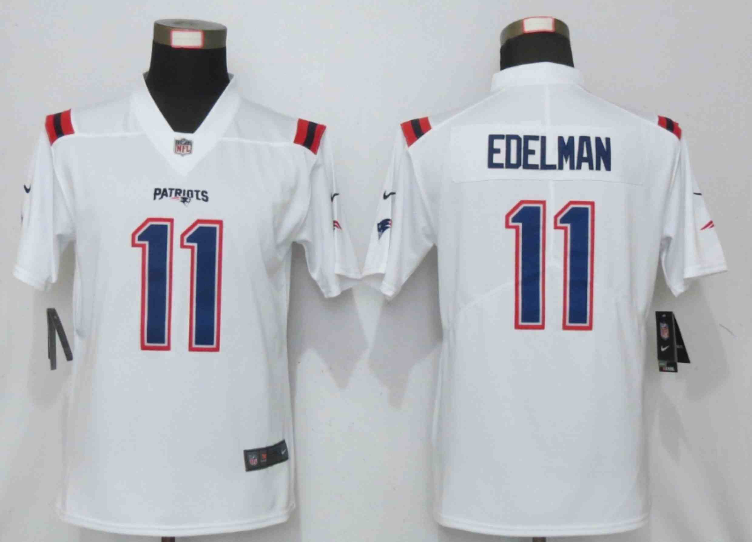Women New Nike New England Patriots 11 Edelman Nike White Alternate Vapor Elite Playe