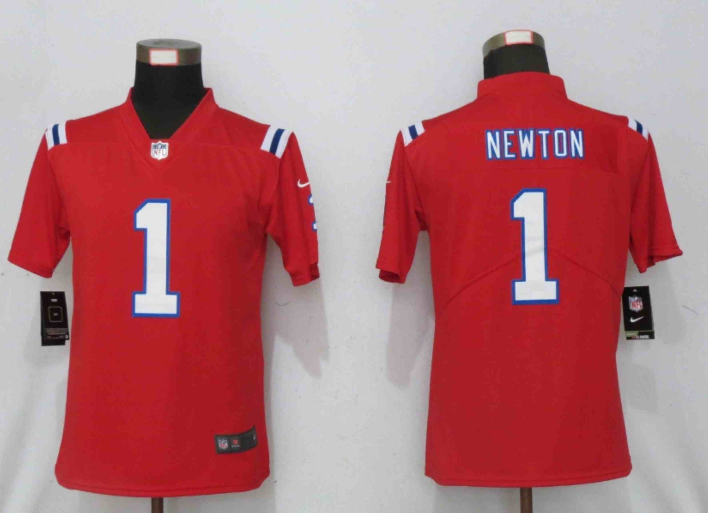 Women New Nike New England Patriots 1 Newton Red Elite Playe