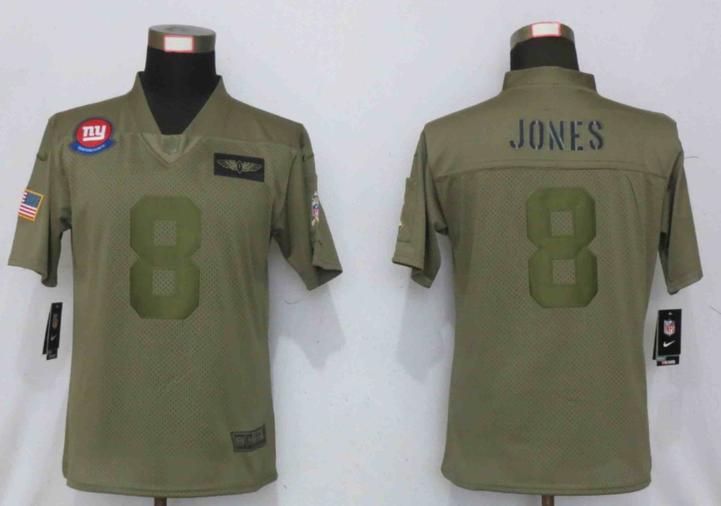 Women New Nike New York Giants 8 Jones Nike Camo 2019 Salute to Service Elite Playe