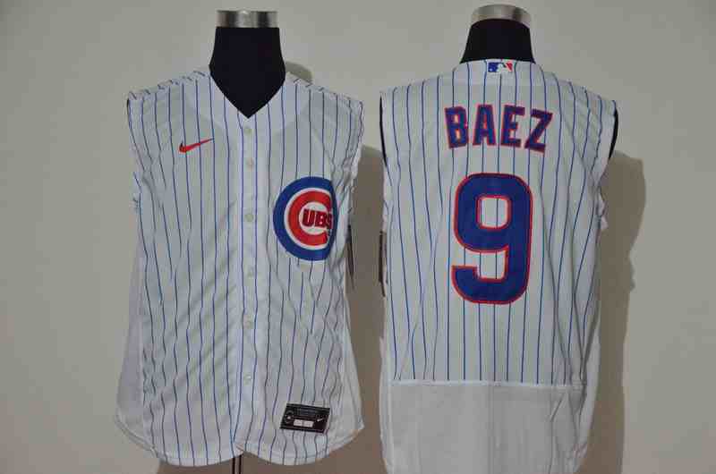 Cubs 9  Javier Baez  White  Nike Cool Base Sleeveless Jersey