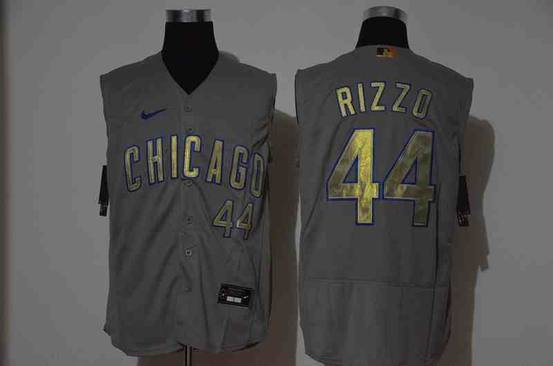 Cubs 44 Anthony Rizzo  Gray Gold Nike Cool Base Sleeveless Jersey