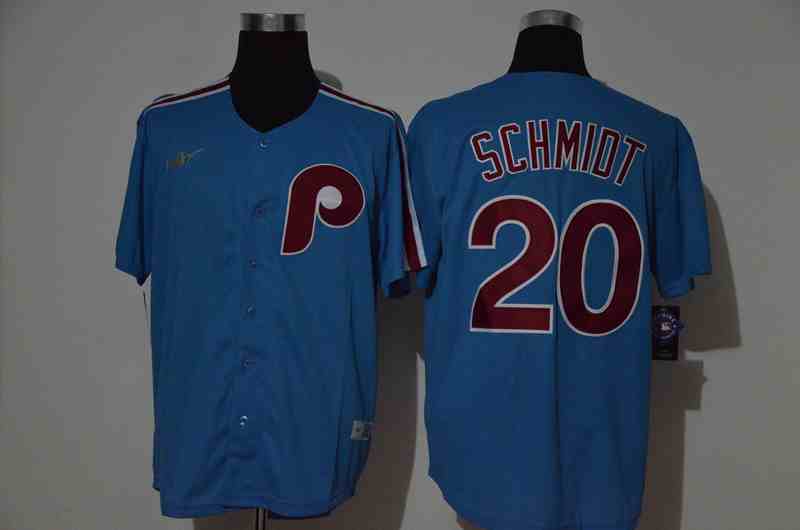 Phillies 20 Mike Schmidt Blue Nike Cooperstown Collection Jersey