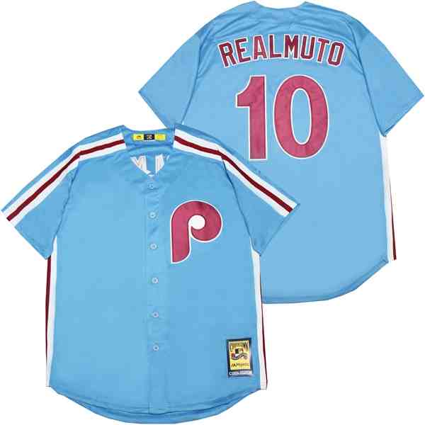 Phillies 10 J.T. Realmuto Light Blue Cooperstown Collection Jersey
