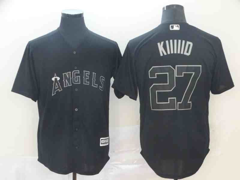 Angels 27 Mike Trout  Kiiiid  Black 2019 Players' Weekend Player Jersey