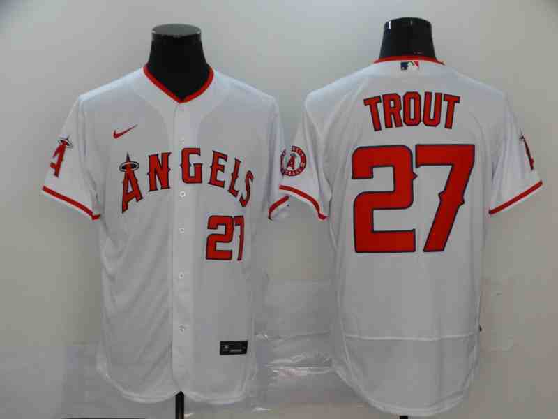 Angels 27 Mike Trout White 2020 Nike Cool Base Jersey