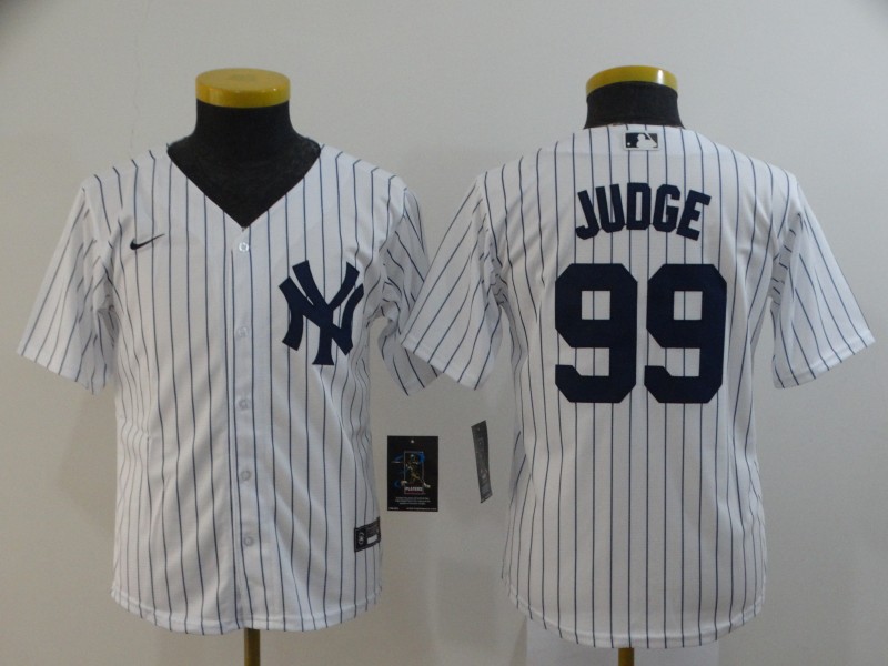 Yankees 99 Aaron Judge White Youth 2020 Nike Cool Base Jersey