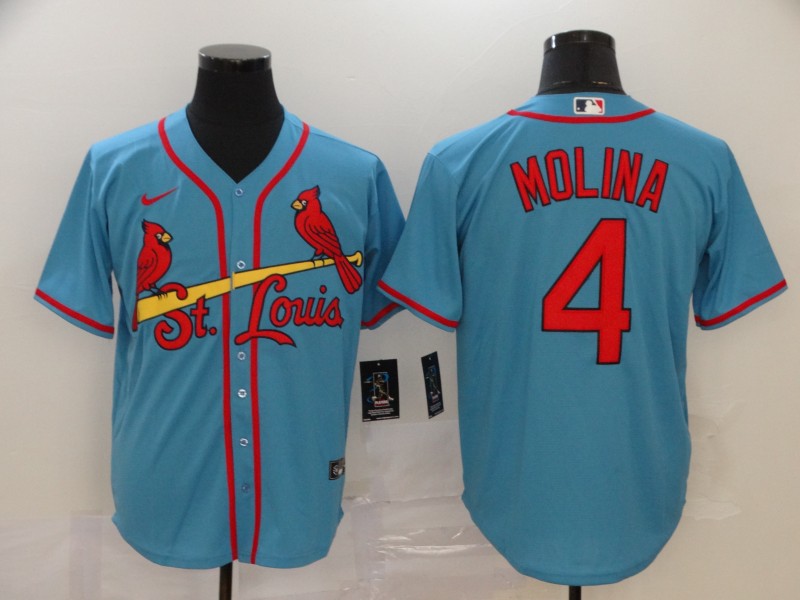 Cardinals 4 Yadier Molina Light Blue 2020 Nike Cool Base Jersey