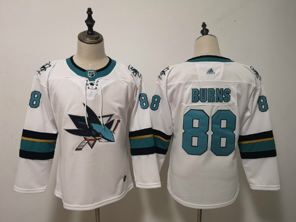 Sharks 88 Brent Burns White Youth Adidas Jersey