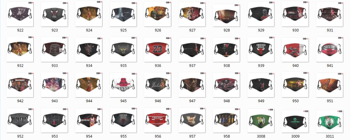 NBA Basketball Teams Waterproof Breathable Adjustable Kid Adults Face Masks 922-3011