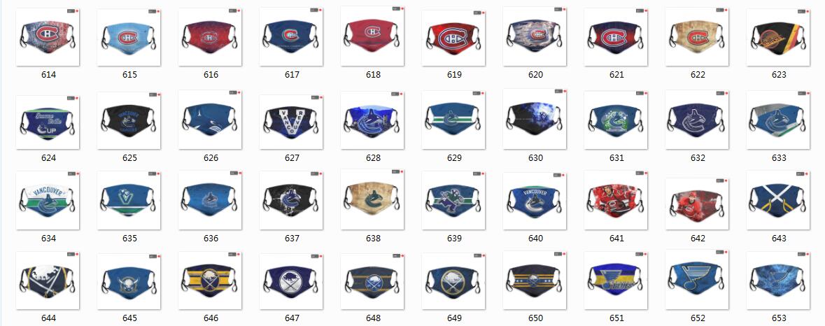 NHL Hockey Teams Waterproof Breathable Adjustable Kid Adults Face Masks 614-653
