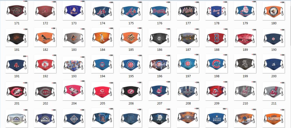 MLB Baseball Teams Waterproof Breathable Adjustable Kid Adults Face Masks 171-221