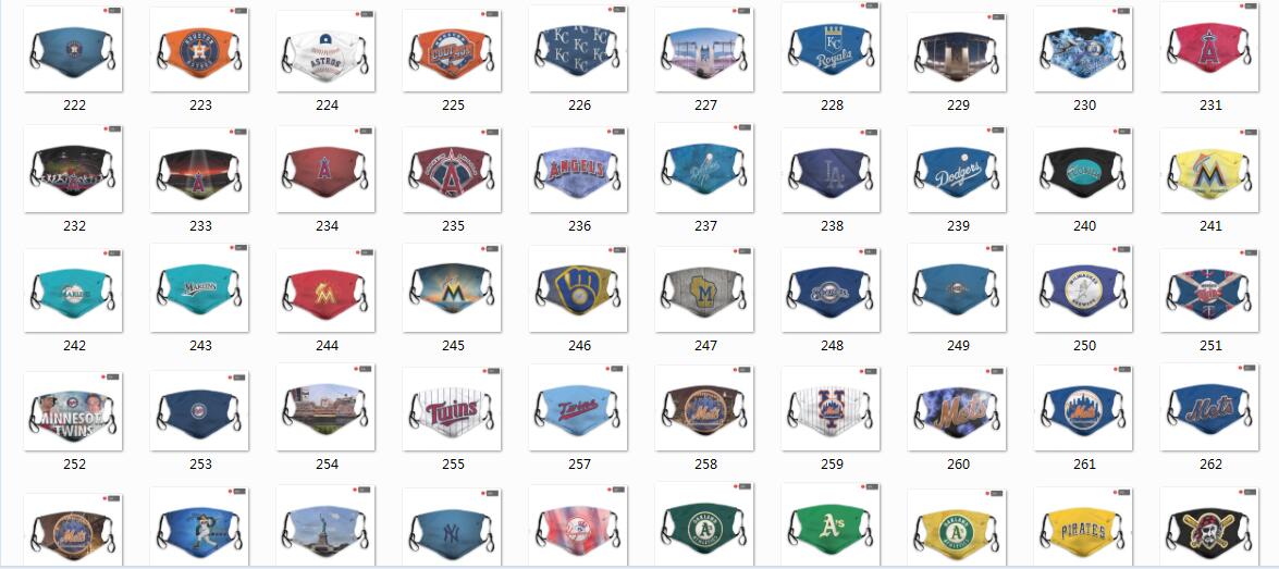 MLB Baseball Teams Waterproof Breathable Adjustable Kid Adults Face Masks 222-273