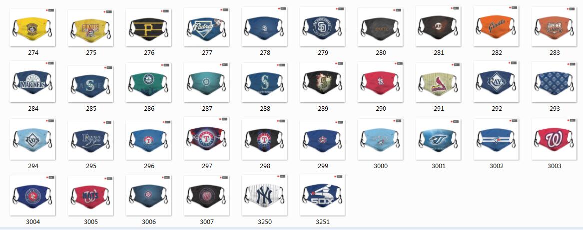 MLB Baseball Teams Waterproof Breathable Adjustable Kid Adults Face Masks 274-3251