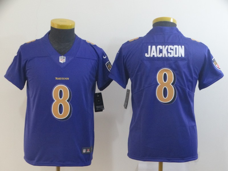 Nike Ravens 8 Lamar Jackson Purple Youth Color Rush Limited Jersey