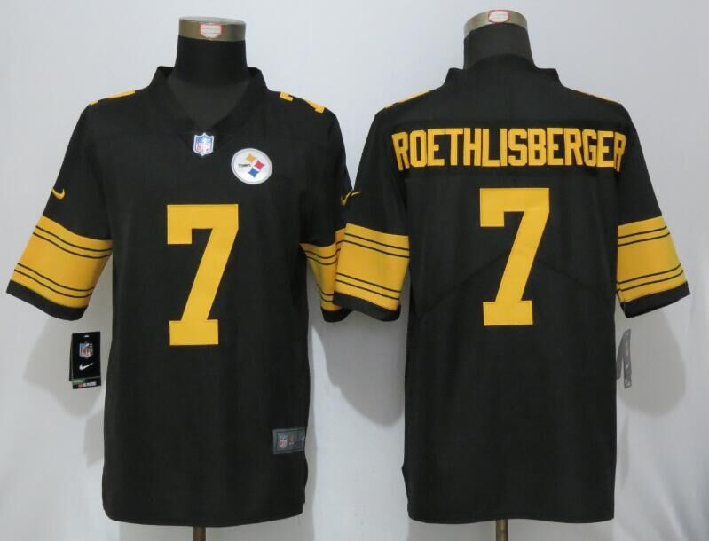Nike Steelers 7 Ben Roethlisberger Black Youth Color Rush Limited Jersey