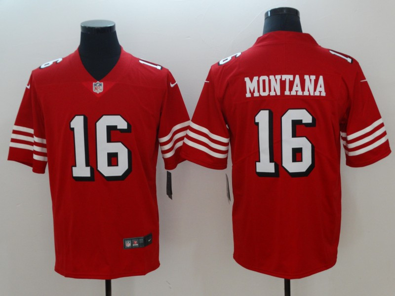 Nike 49ers 16 Joe Montana Red Youth Vapor Untouchable Limited Jersey