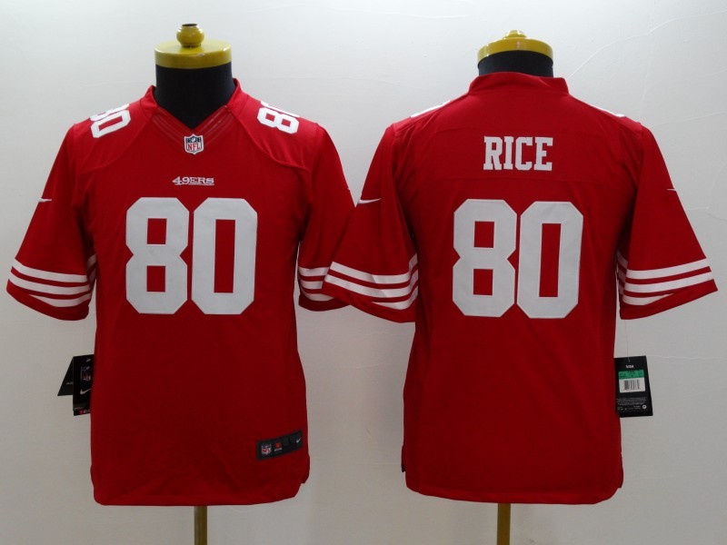 Nike 49ers 80 Rice Red Kids Limited Jerseys