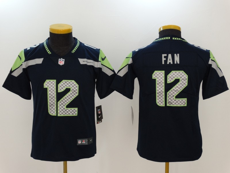 Nike Seahawks 12 Fan Navy Youth Vapor Untouchable Player Limited Jersey