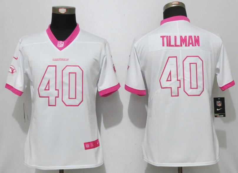 Nike Cardinals 40 Pat Tillman White Pink Women Jersey