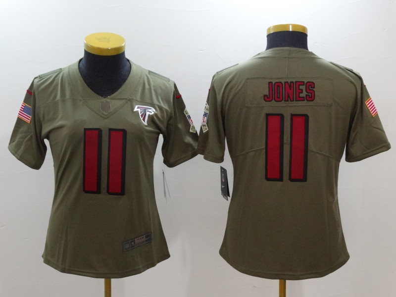 Nike Falcons 11 Julio Jones Women Olive Salute To Service Limited Jersey