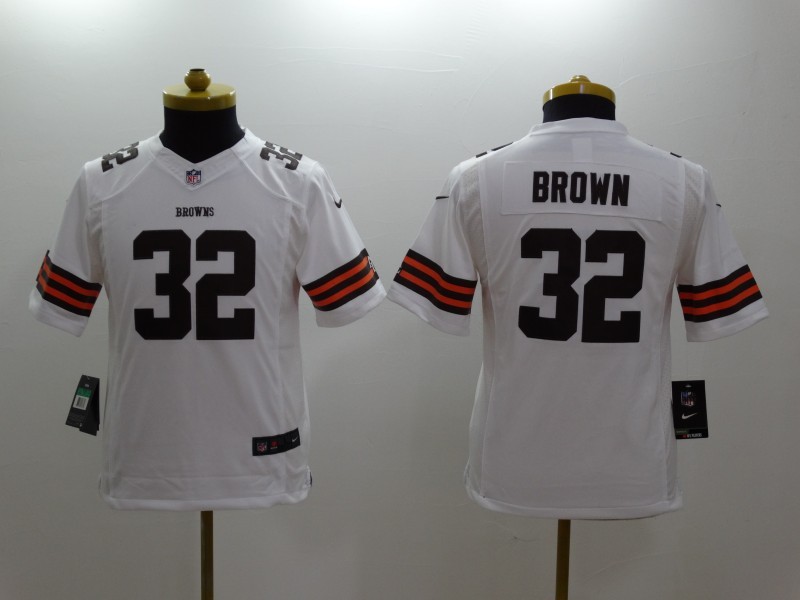 Nike Browns 32 Brown White Kids Limited Jerseys