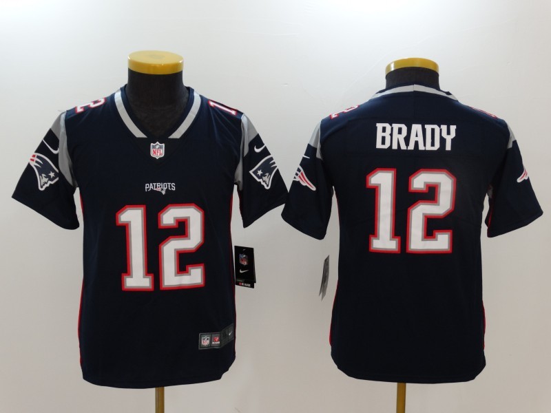 Nike Patriots 12 Tom Brady Navy Youth Vapor Untouchable Limited Jersey
