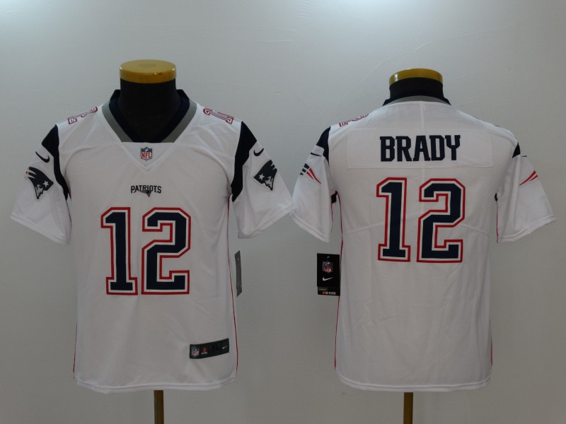 Nike Patriots 12 Tom Brady White Youth Vapor Untouchable Player Limited Jersey