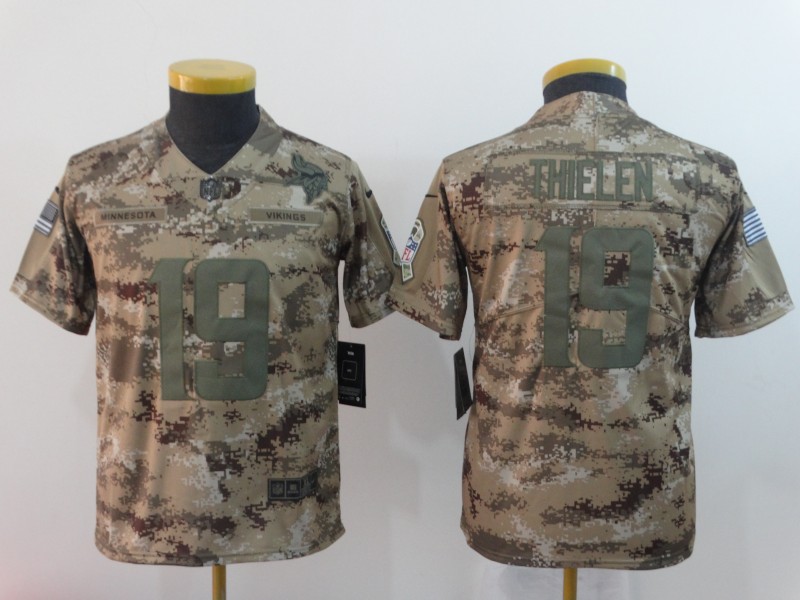 Nike Vikings 19 Adam Thielen Camo Youth Salute To Service Limited Jersey