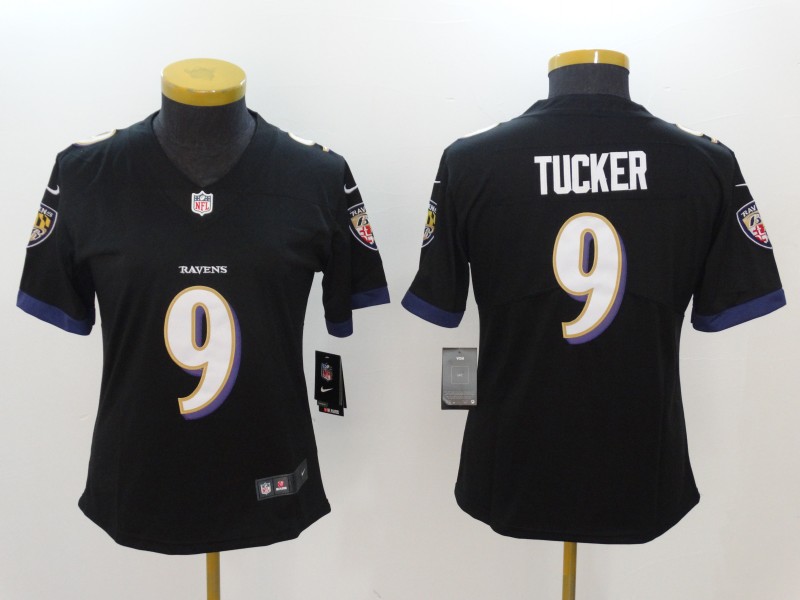 Nike Ravens 9 Justin Tucker Black Women Vapor Untouchable Player Limited Jersey