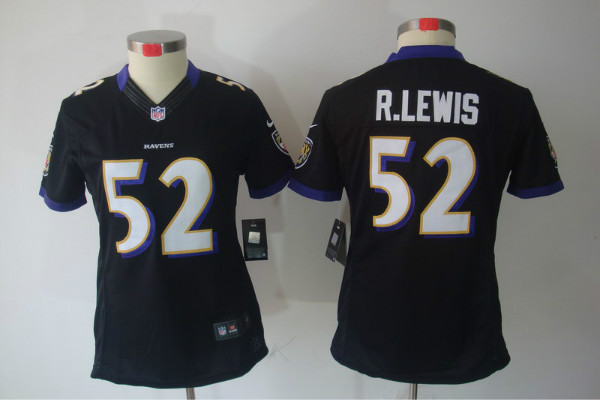 Nike Ravens 52 R.Lewis Black Women Limited Jerseys