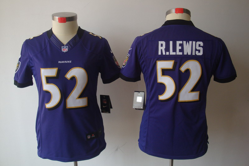 Nike Ravens 52 R.Lewis Purple Women Limited Jerseys