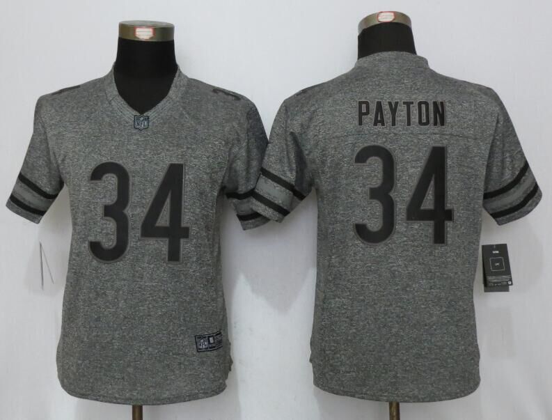 Nike Bears 34 Walter Payton Gray Gridiron Gray Women Limited Jersey