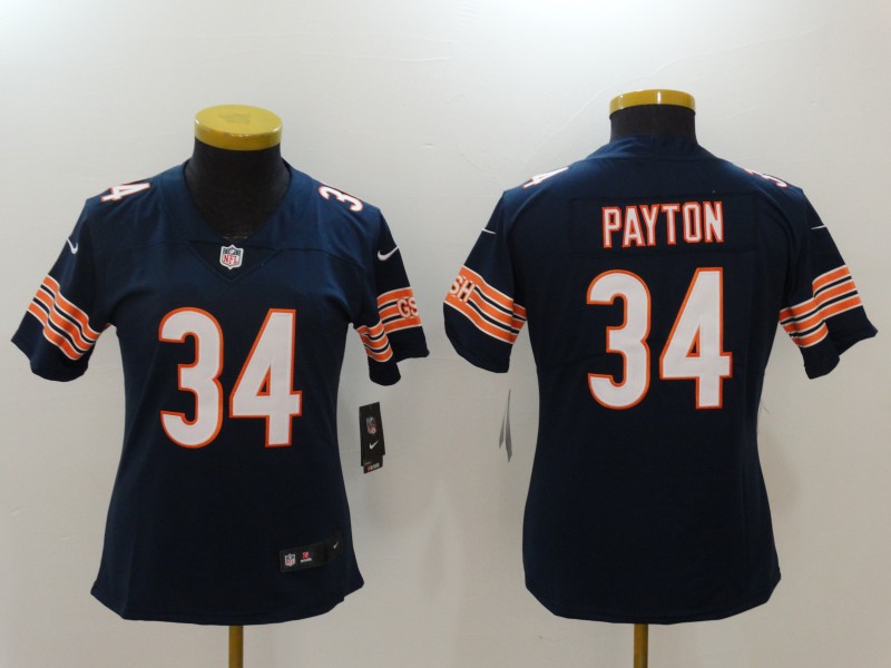 Nike Bears 34 Walter Payton Navy Women Vapor Untouchable Player Limited Jersey