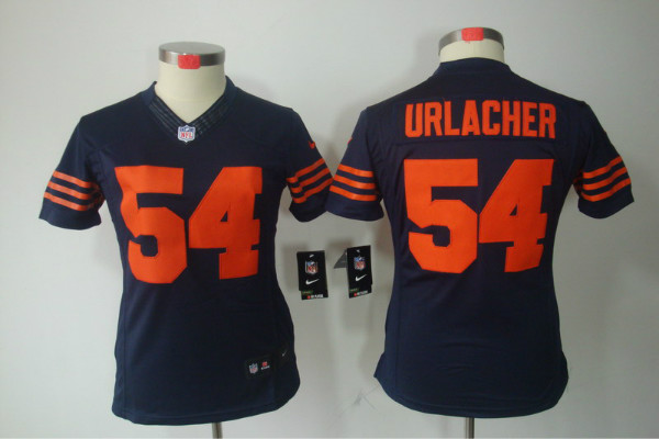 Nike Bears 54 Urlacher Blue Orange Number Women Limited Jerseys