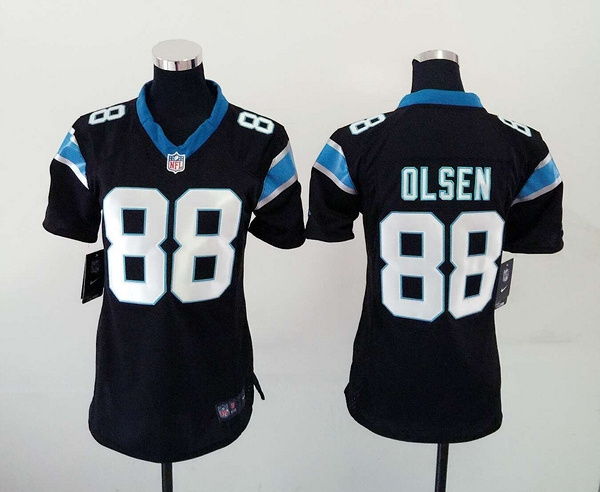 Nike Panthers 88 Greg Olsen Black Women Game Jersey