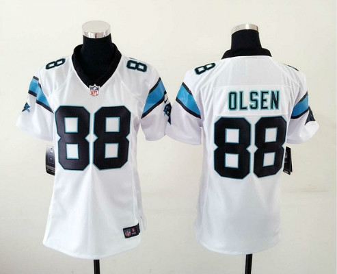 Nike Panthers 88 Greg Olsen White Women Game Jersey