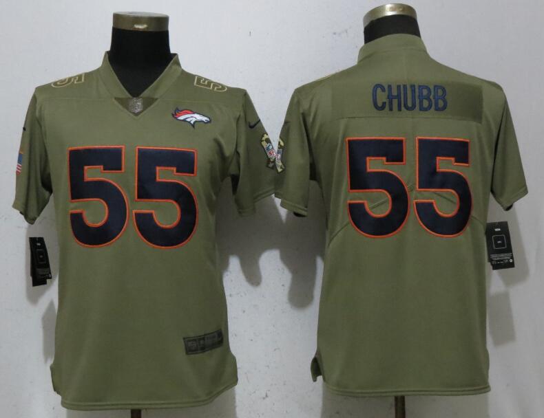 Nike Broncos 55 Bradley Chubb Olive Women Salute To Service Limited Jersey