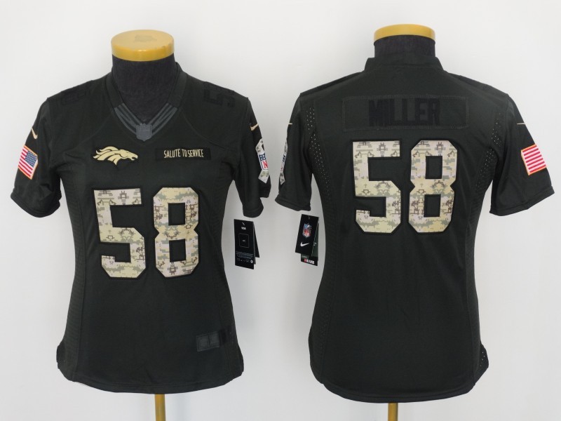 Nike Broncos 58 Von Miller Anthracite Salute To Service Women Limited Jersey